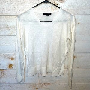 BANANA REPUBLIC Women’s White Linen Blend V-Neck Sweater Size XS